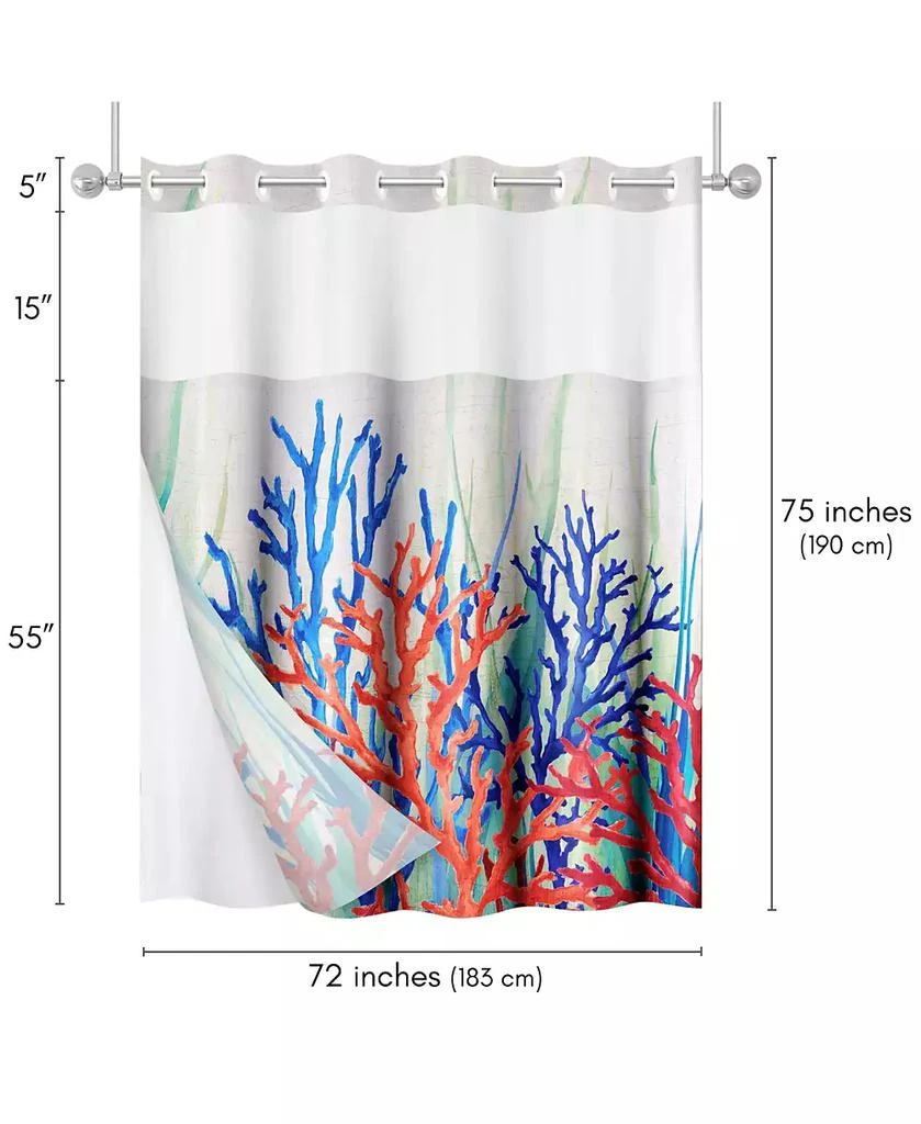 Americanflat Hookless Coastal Shower Curtain with Sheer Panel, Snap-In Liner 
Grommets, 72" x 75" 2