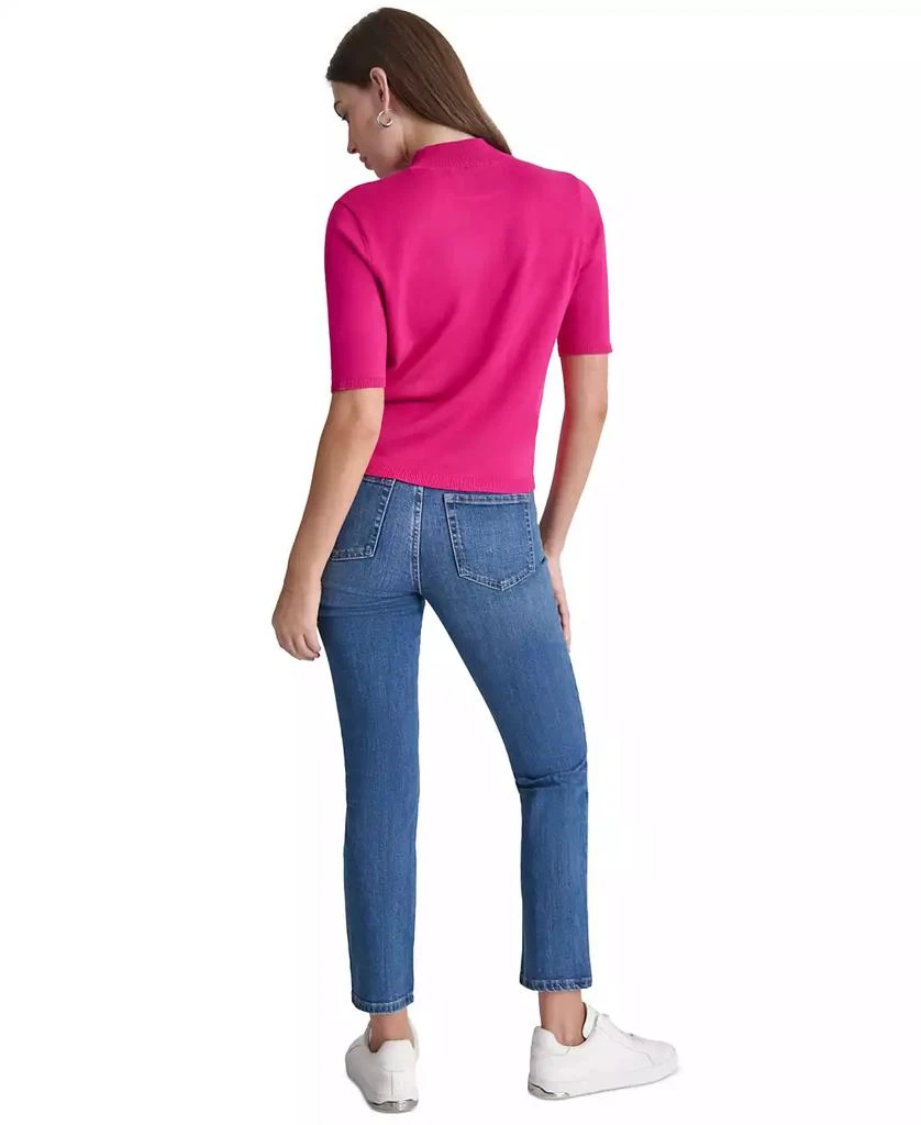 DKNY Petite Mock-Neck Embellished-Logo Sweater 5