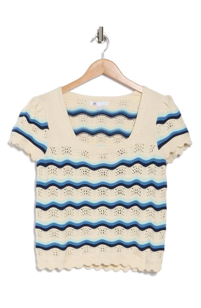 DR2 by Daniel Rainn Wavy Stripe Short Sleeve Crop Sweater 3