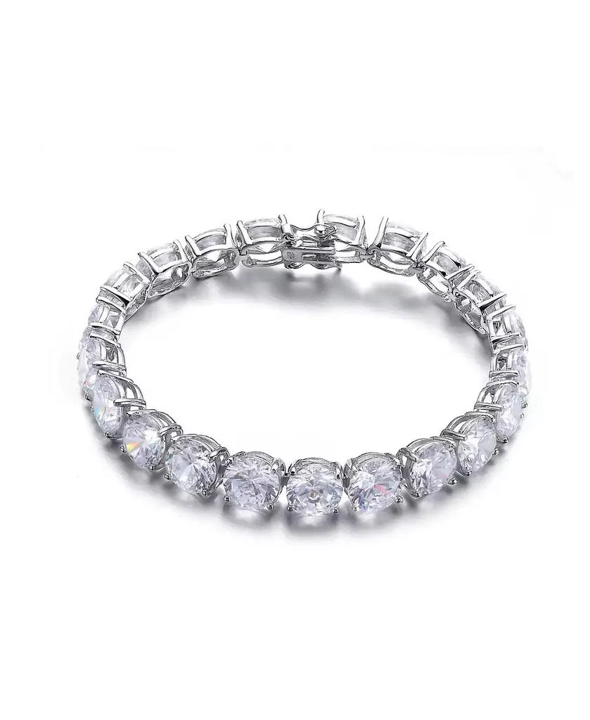 Genevive Sterling Silver White Gold Plated with Dazzling Clear Cubic Zirconia Tennis Bracelet