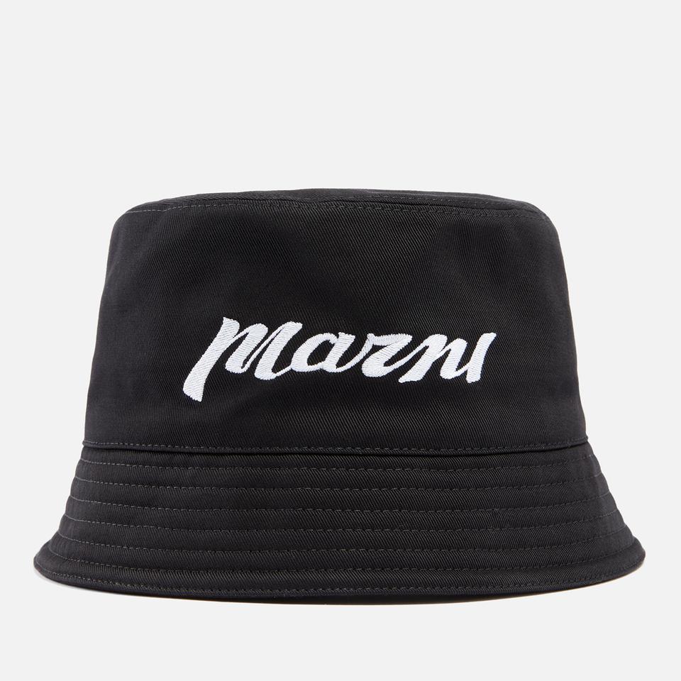【MARNI】Logo Embroidered Gabardine Bucket Hat Black organic gabardine bucket hat with embroidered logo | Marni