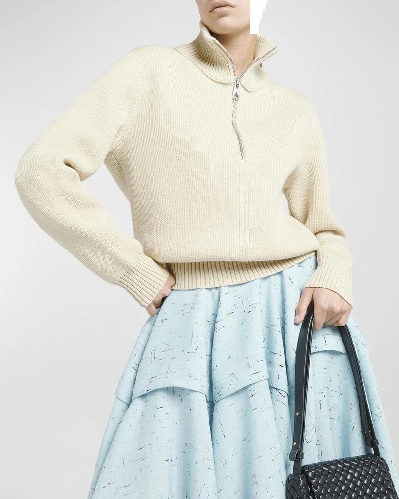 Bottega Veneta Dry Wool Ribbed Half-Zip Sweater 6