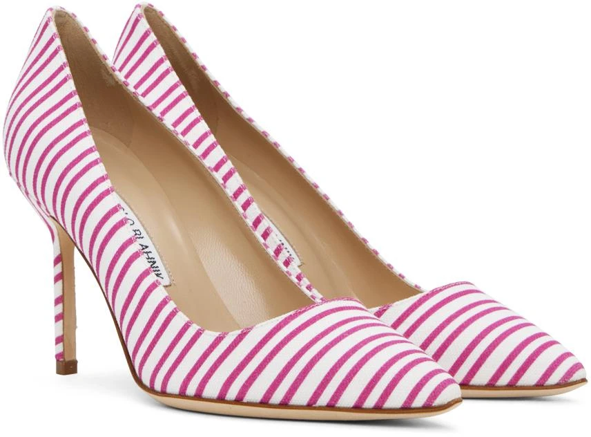 Manolo Blahnik Pink & White BB 90 Heels 4