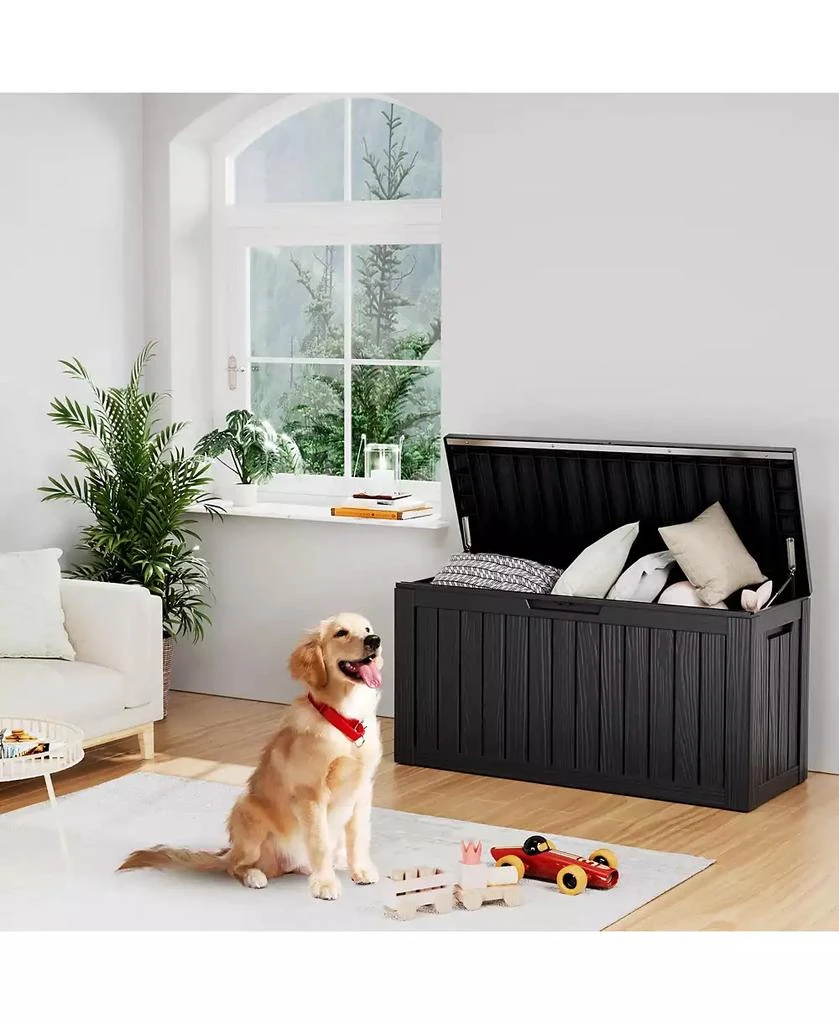 Chic Crate - 46.3

 W 80 Gallons Water Resistant Resin Lockable Deck Box in Black 6