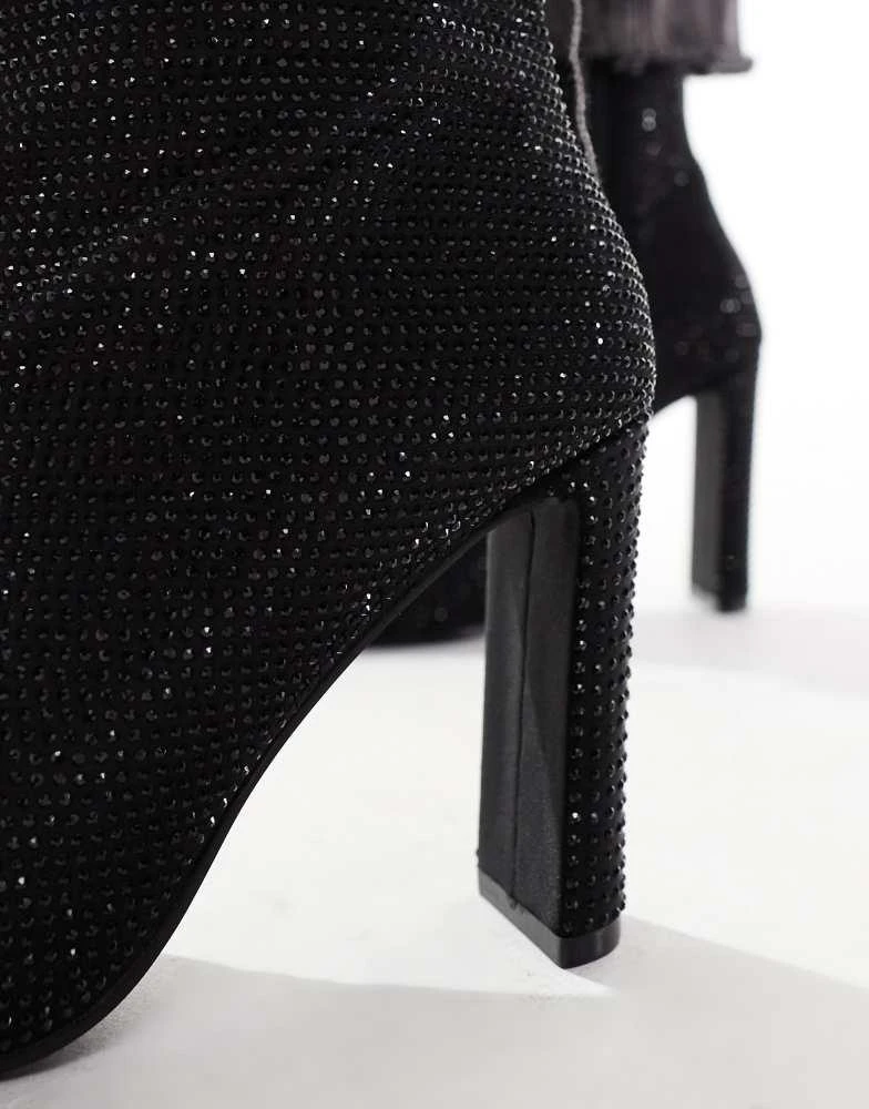 Glamorous Glamorous heeled ankle boots in black embellished 4