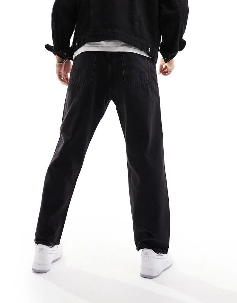Jack & Jones Jack & Jones Alex baggy fit rigid jeans in black 2