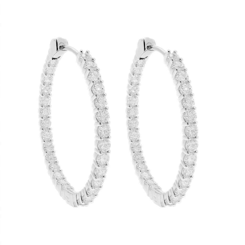 Allyanna Gifts Women
s Sterling Silver Moissanite Inside Out Hinged Hoop Earrings