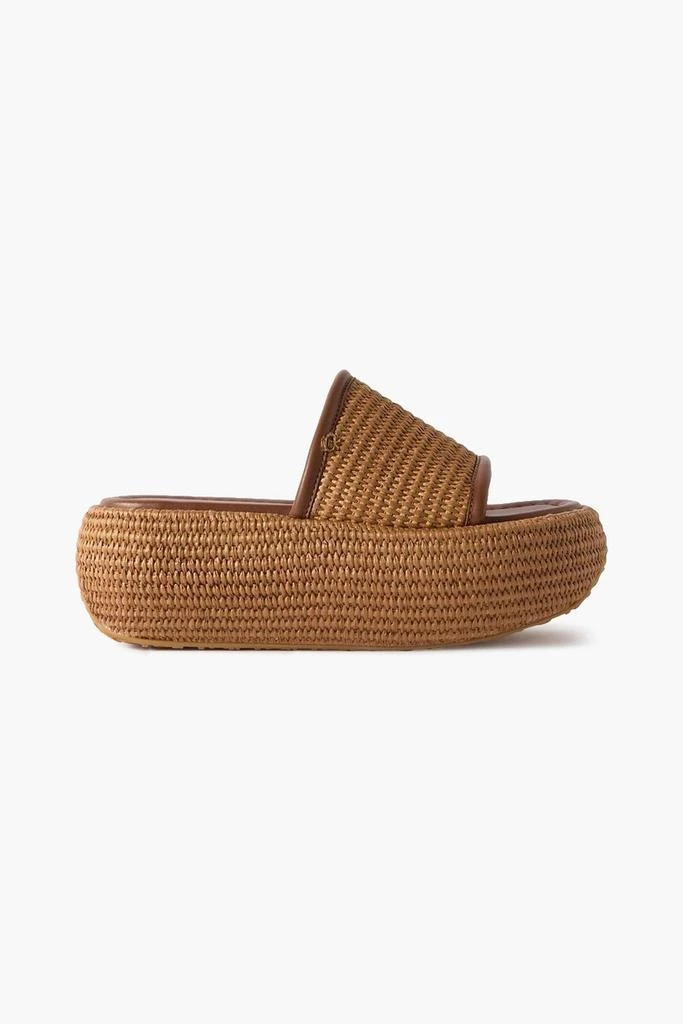 Gianvito Rossi Marbella leather-trimmed raffia platform slides 1