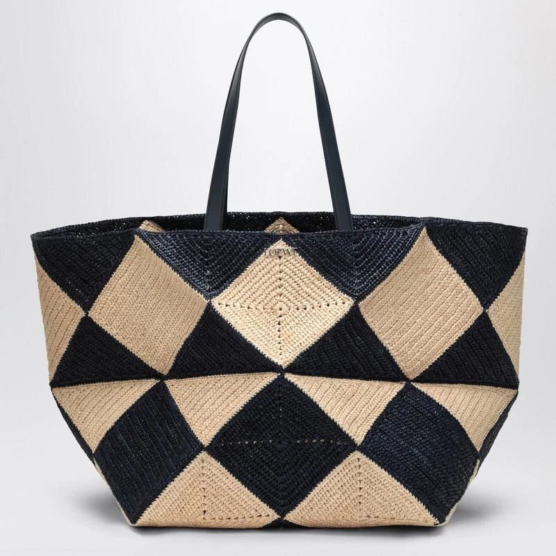Loewe Puzzle Fold Tote XXL natural/navy raffia bag 1