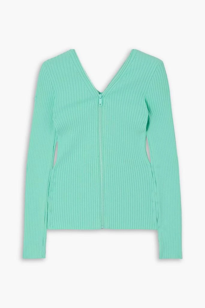 COURREGES Zip-detailed ribbed-knit cardigan 1