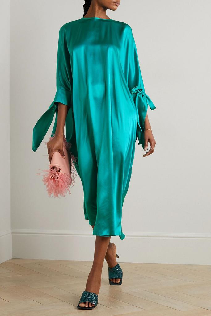 Halpern Bow-detailed silk-satin kaftan