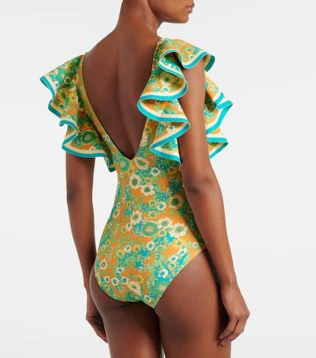 ALÉMAIS Cristina ruffled printed swimsuit 3