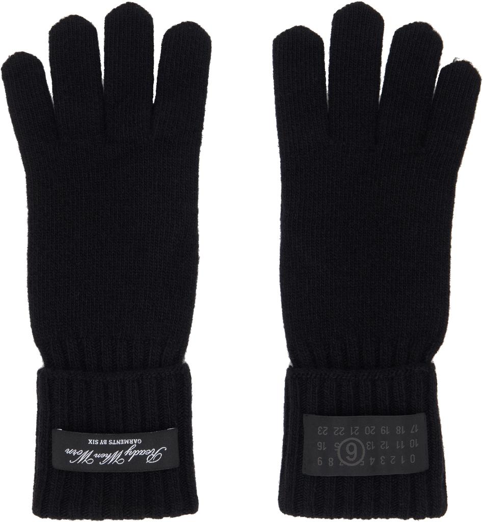 MM6 Black Wool-Blend Knit Gloves