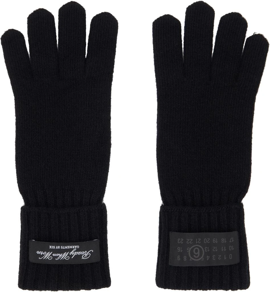 MM6 Black Wool-Blend Knit Gloves 1