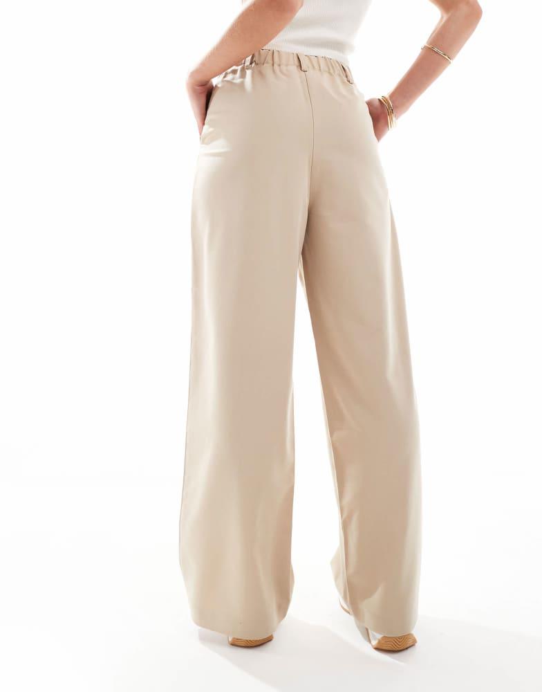 Miss Selfridge Miss Selfridge Petite tailored wide leg trouser in stone