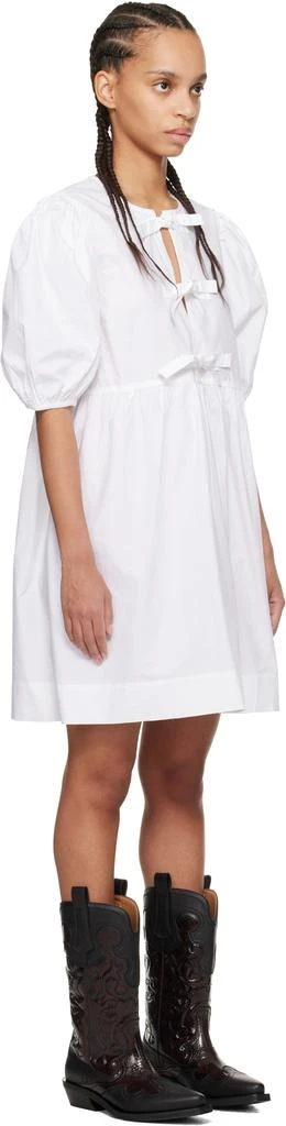 Ganni White Cotton Poplin Tie String Minidress 2