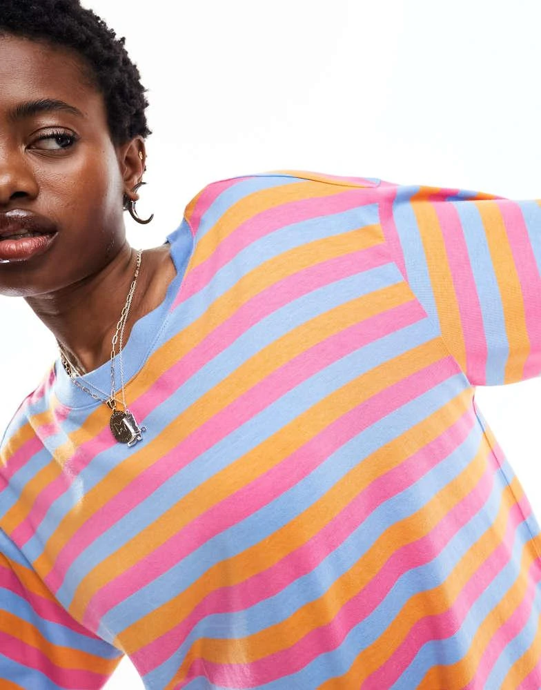 Monki Monki oversize long sleeve top in multi colour stripe 3