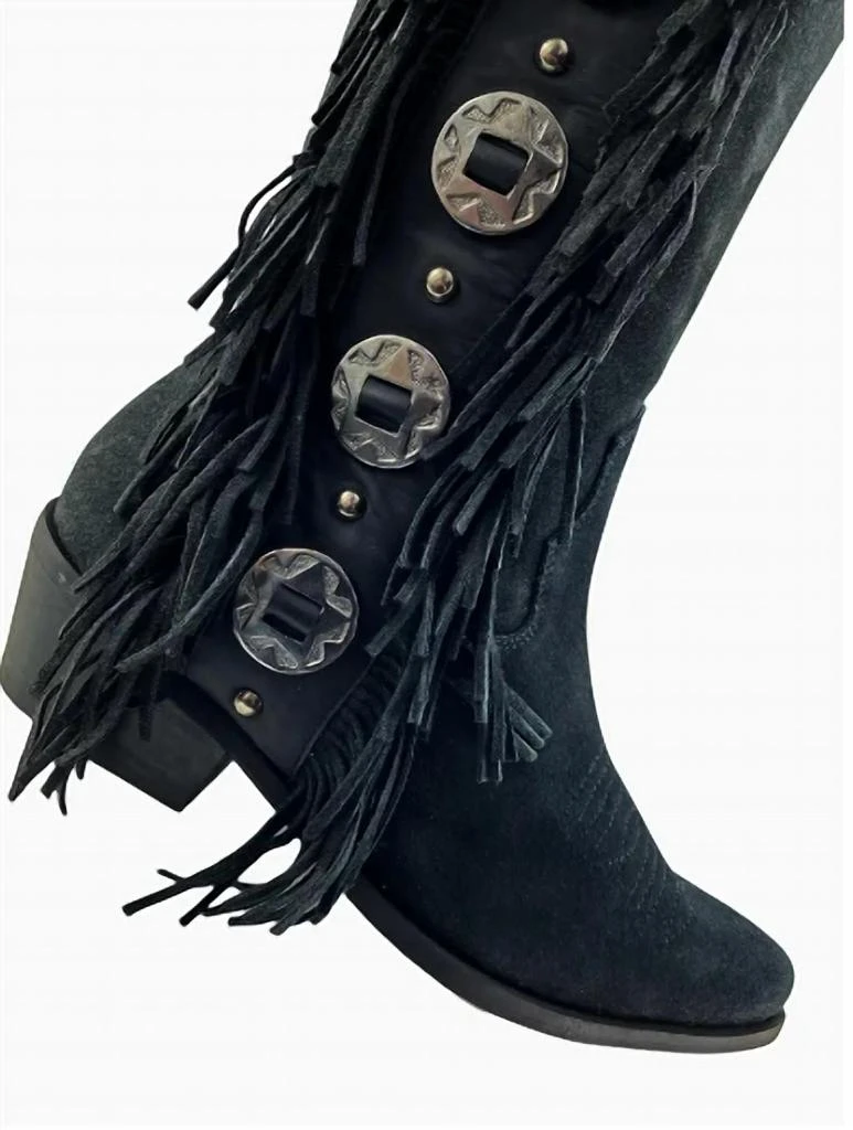Naughty Monkey Women's Rodeo Doll Fringe Boots In Black 2