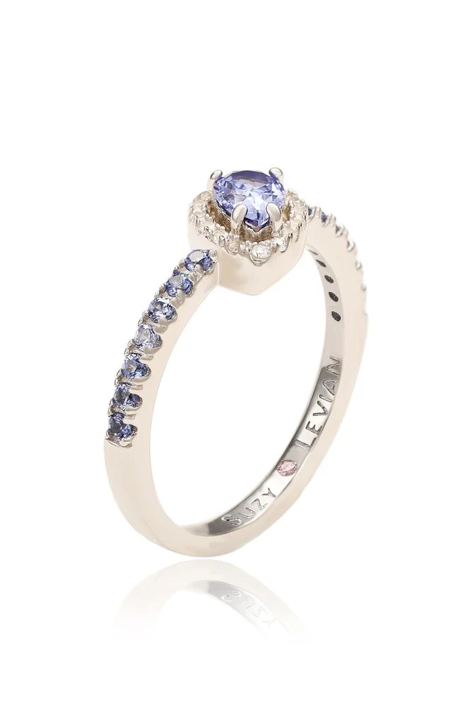 Suzy Levian Pear Cut Blue Sapphire Band Ring 4