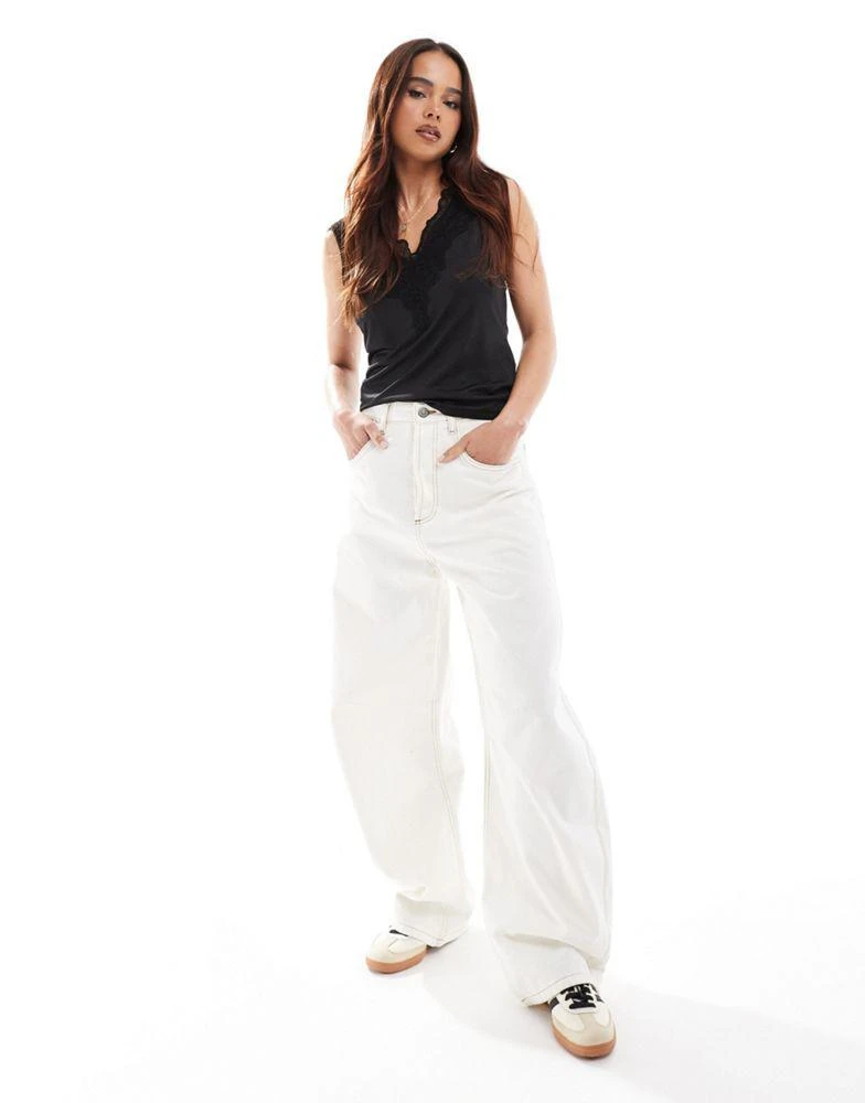 Y.A.S. YAS v neck lace detail vest top in black - BLACK 2