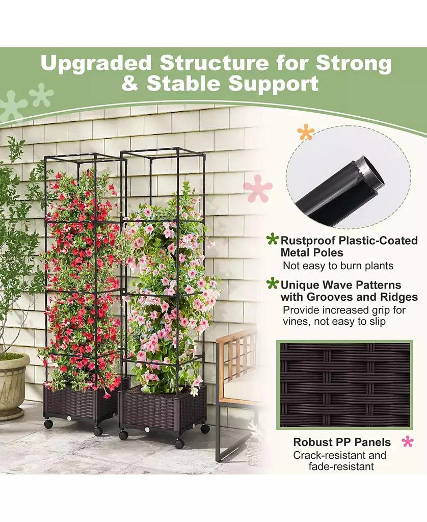 GIVIMO 67 Inches Raised Garden Bed with Planter Box and Trellis 3