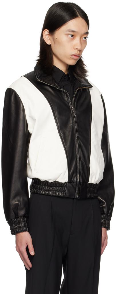 Black & White 80's Leather Track Jacket – On Sale Now with Up to