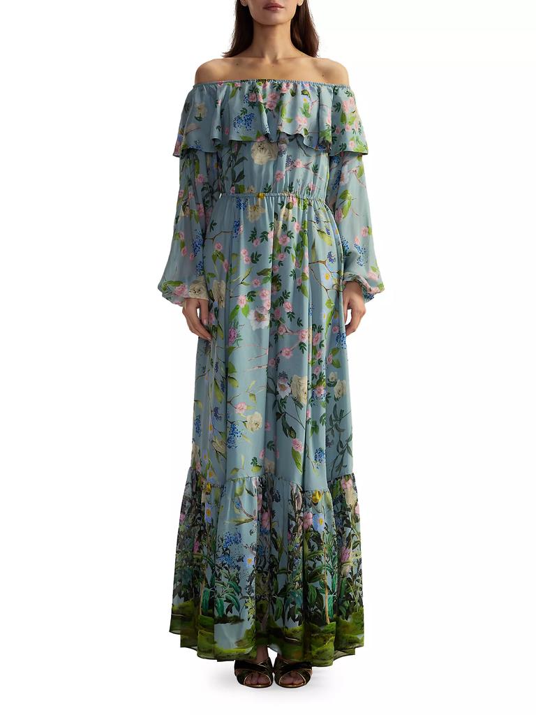 Cynthia Rowley Floral Silk Off-The-Shoulder Maxi Dress