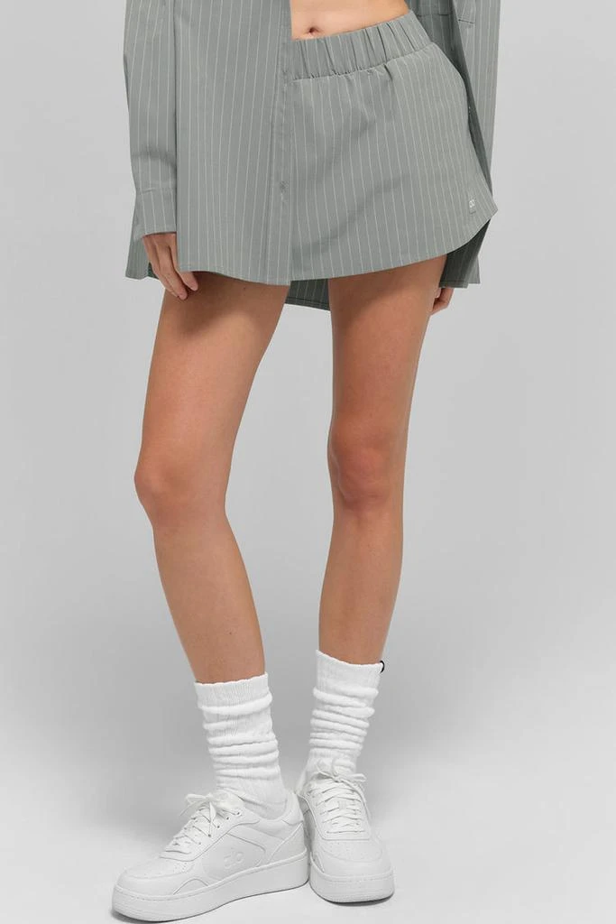 Alo Pinstripe Daylight Mini Skirt - Lunar Grey/White 4