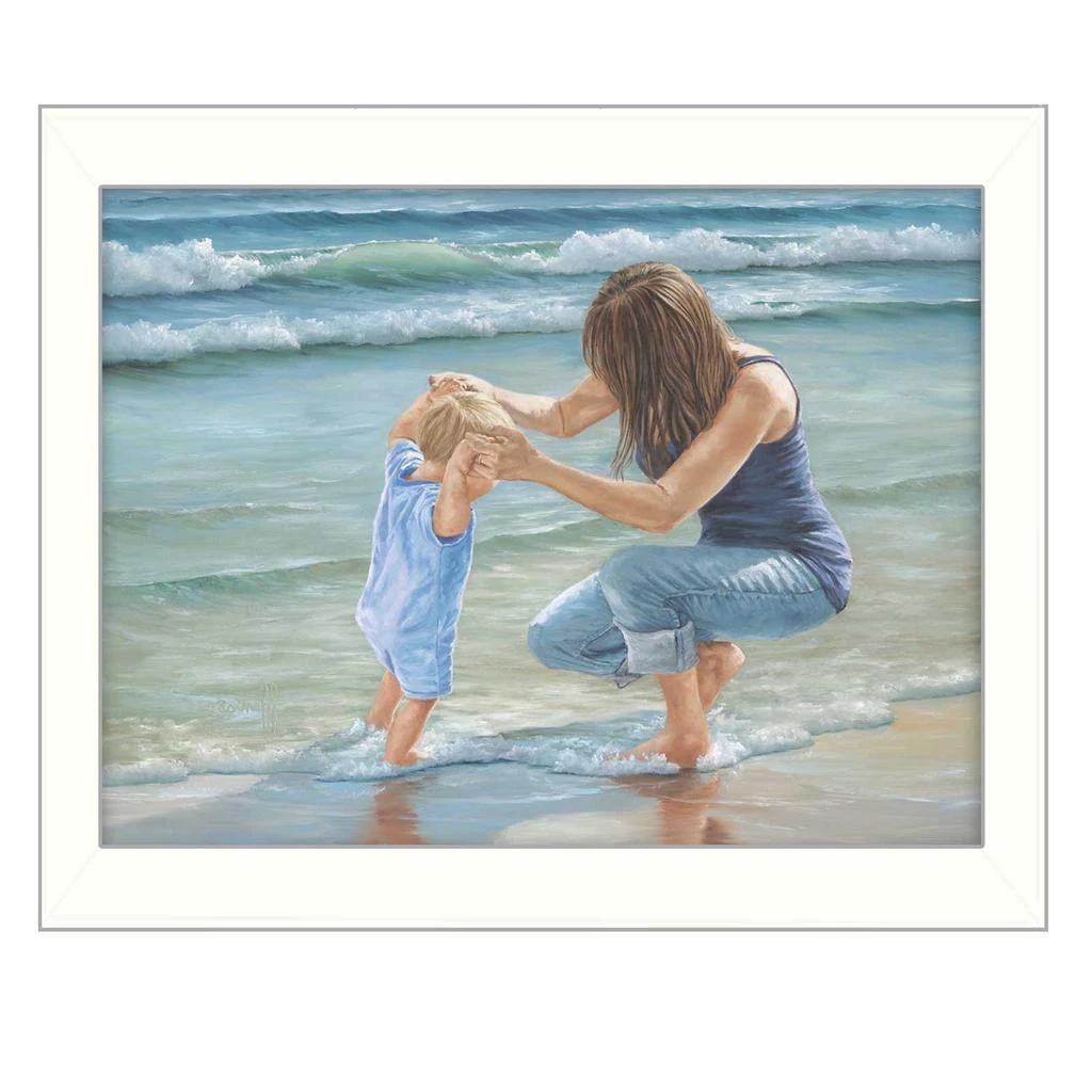 Hivvago Playing in the Water White Framed Print Wall Art 3