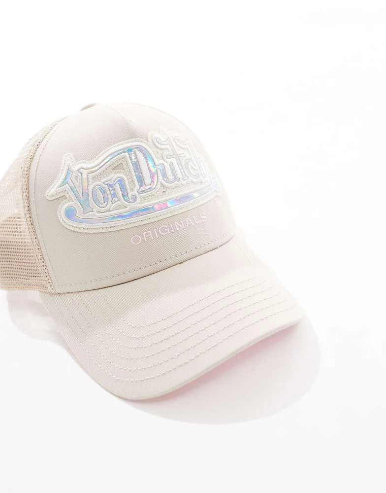 Von Dutch Von Dutch Memphis metallic trucker cap in cream 2