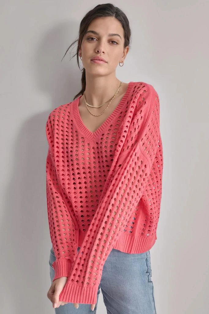 DKNY OPEN STITCH POINTELLE SWEATER 4