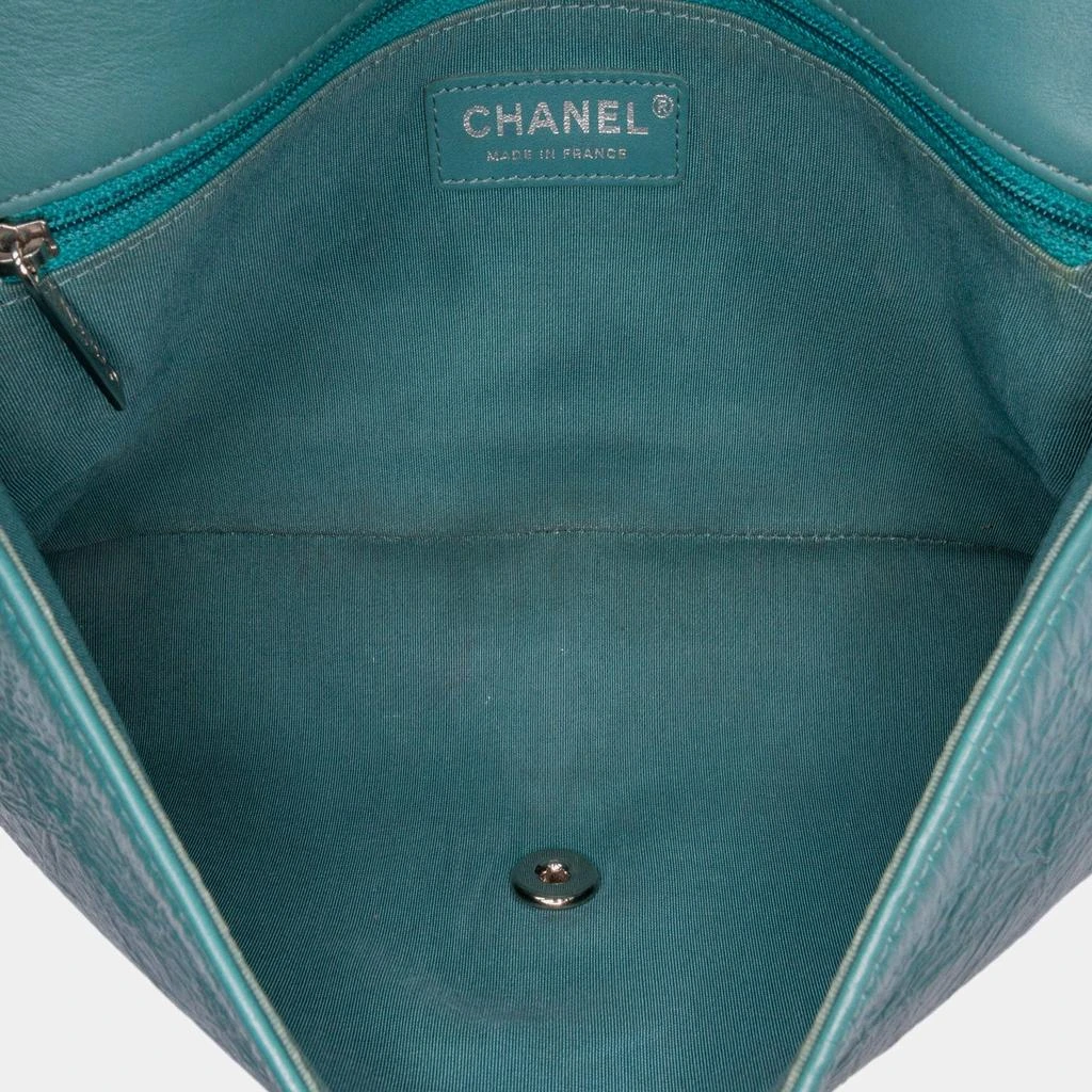 Chanel Chanel Turquoise Crumpled Calfskin Medium Full Flap Bag 6