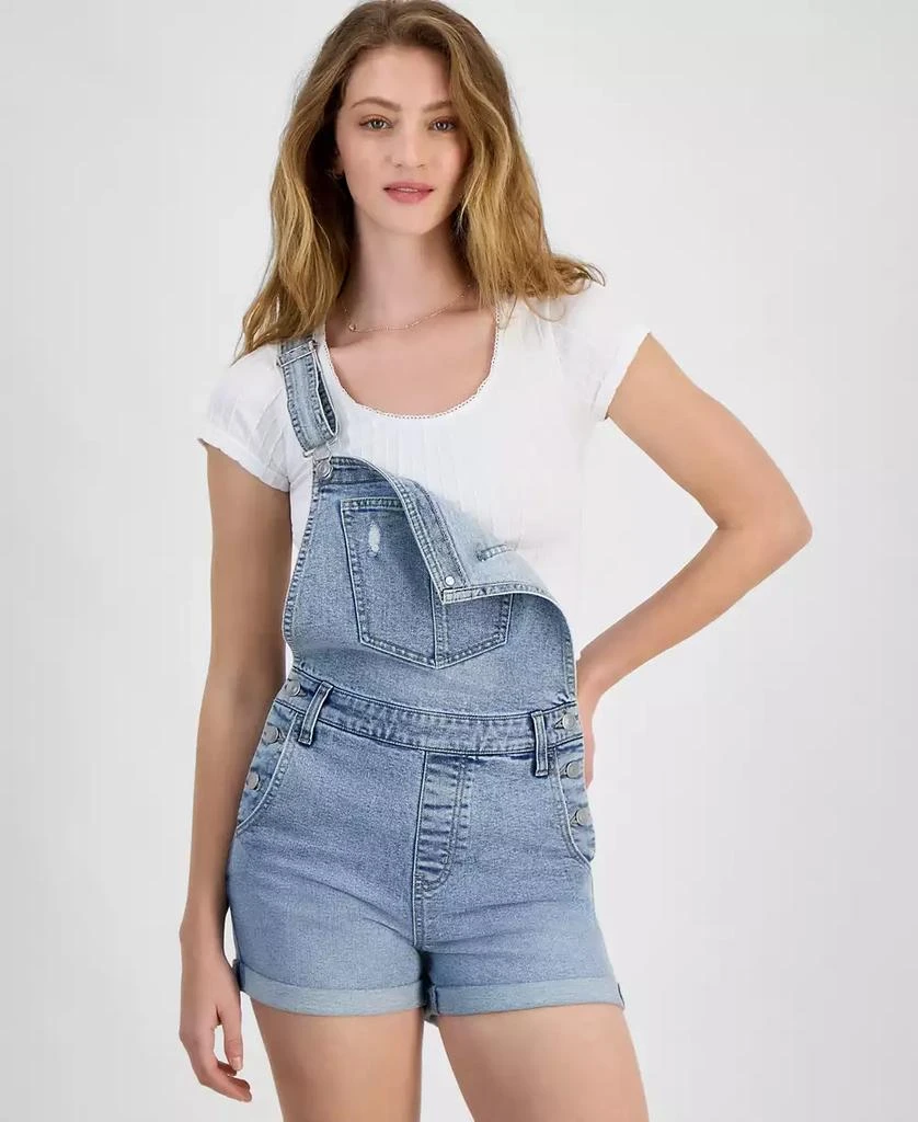 Celebrity Pink Juniors' Roll-Cuff Denim Short Overalls 3