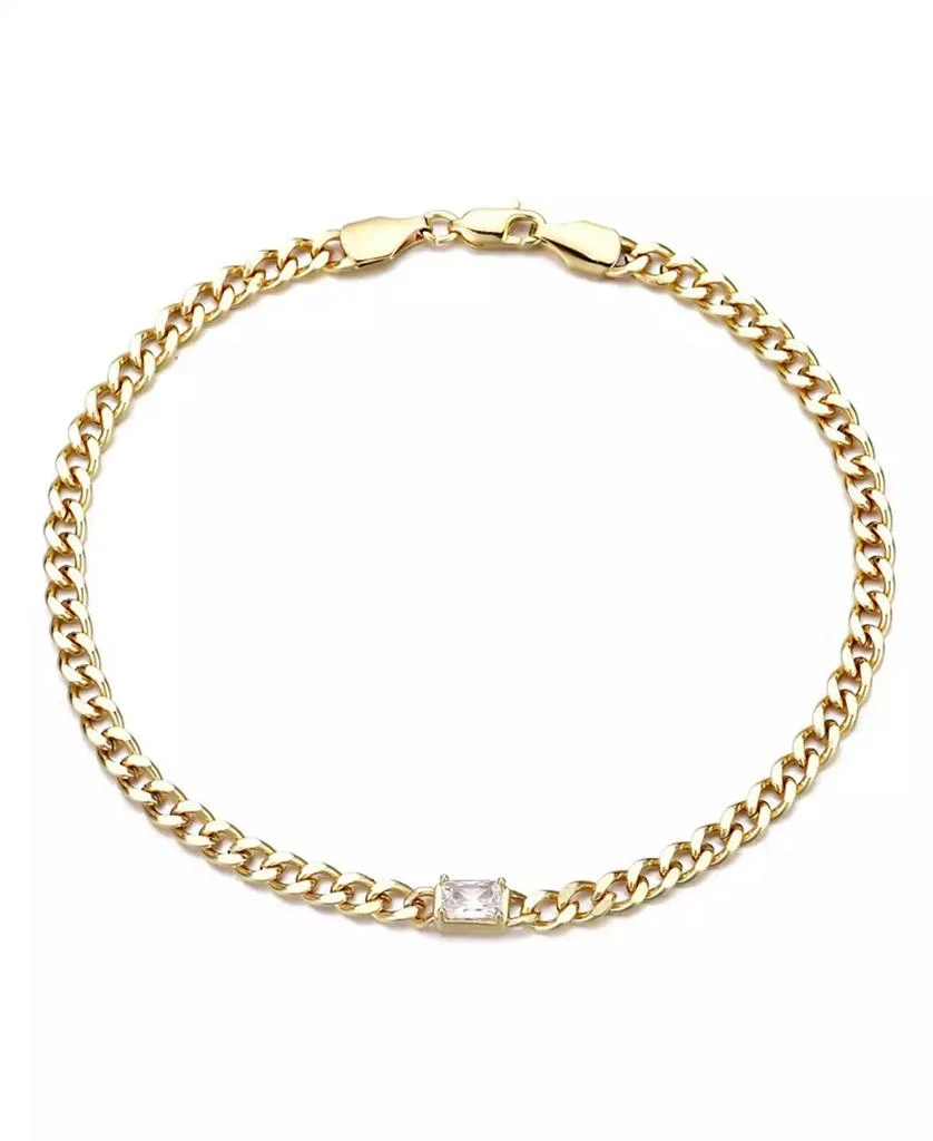 ADORNIA Gold Plated Crystal Curb Chain Anklet