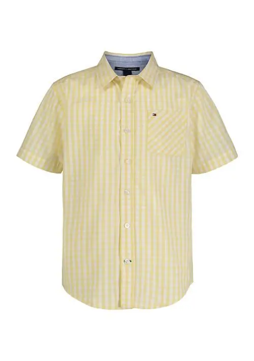 Tommy Hilfiger Boys 4-7 Woven Gingham Printed Button Down Shirt 1