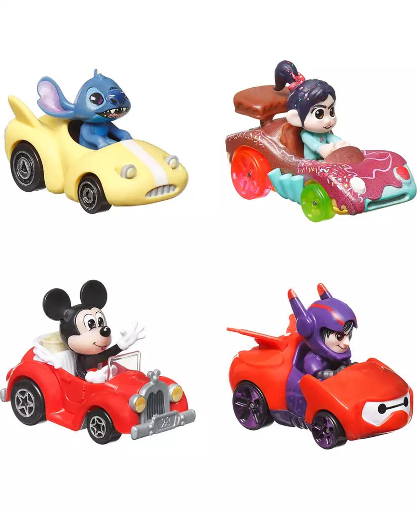 Hot Wheels RacerVerse Set of 4 Die-Cast Hot Wheels Cars with Disney Characters as Drivers