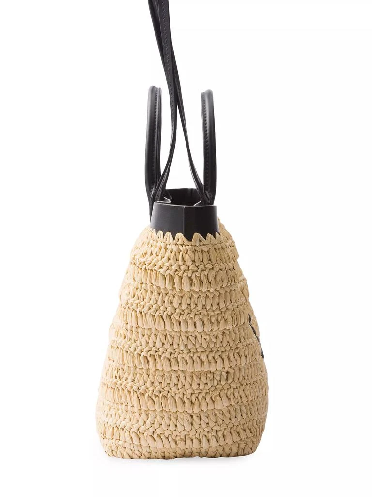 Prada Small Woven Fabric and Leather Tote Bag 4