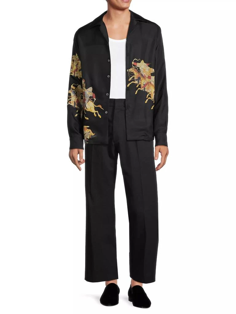 Enfants Riches Déprimés Hun Battle Print Lake Geneva Silk Shirt 2