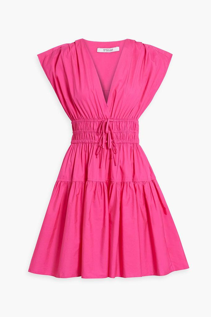 Derek Lam Bow-detailed shirred cotton-poplin mini dress