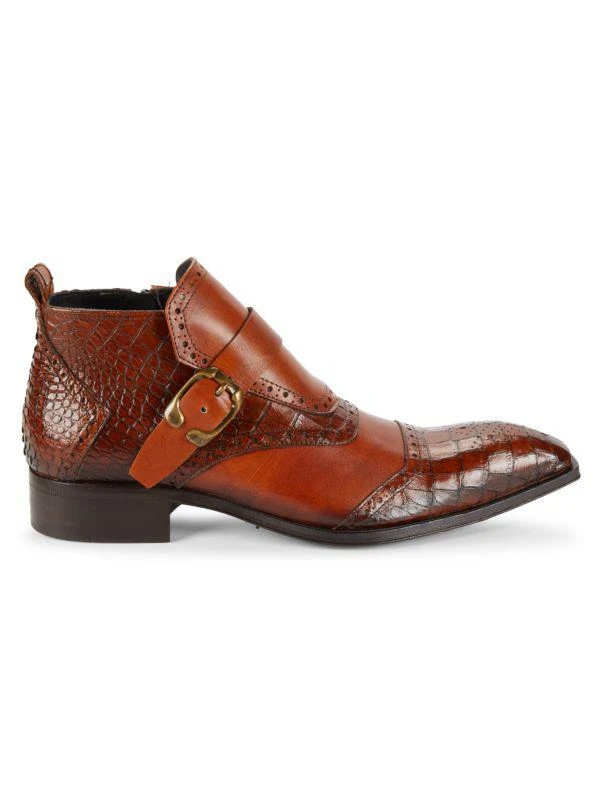Jo Ghost Croc Embossed Leather Monk Shoes 1