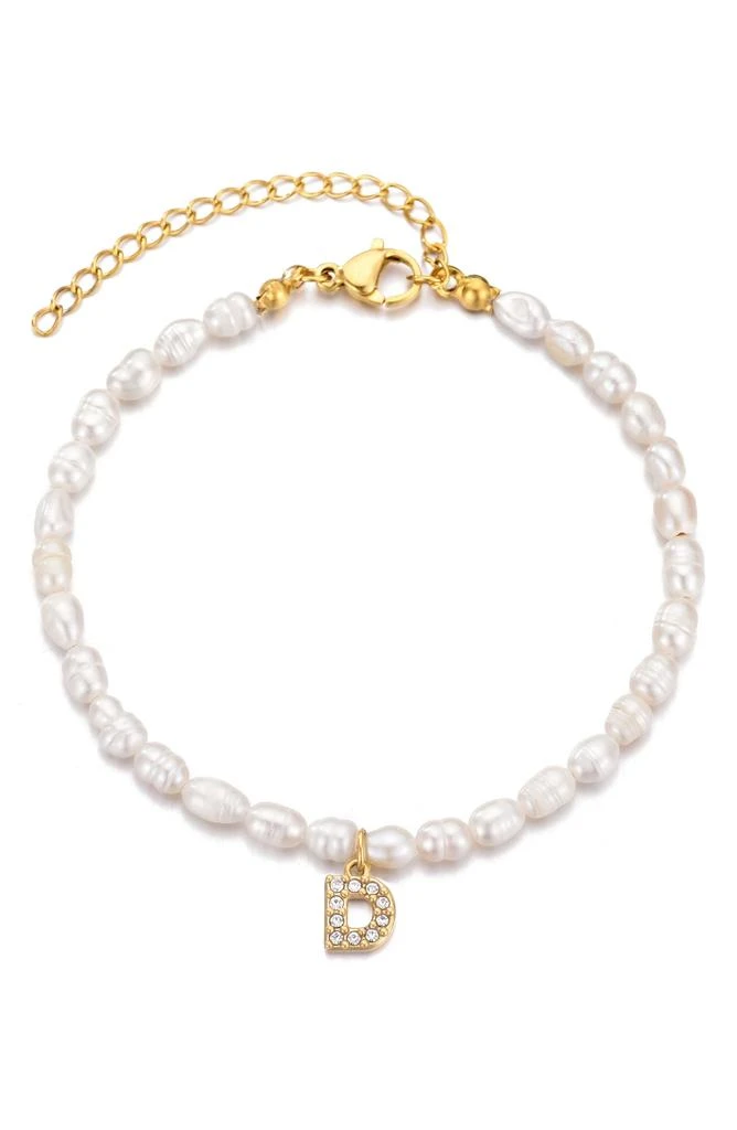 ADORNIA Freshwater Pearl Initial Charm Bracelet