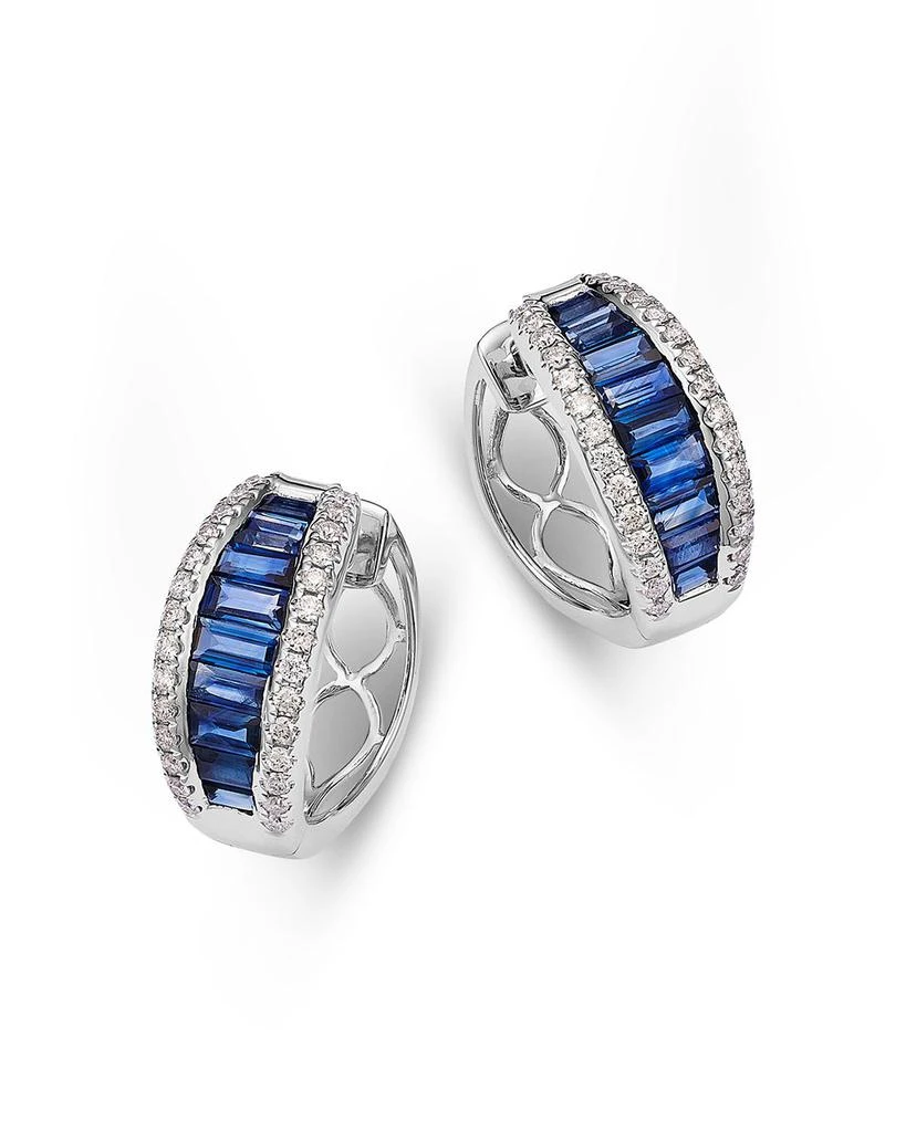 Bloomingdale
s Fine Collection Blue Sapphire 
Diamond Huggie Hoop Earrings in 14K White Gold 1