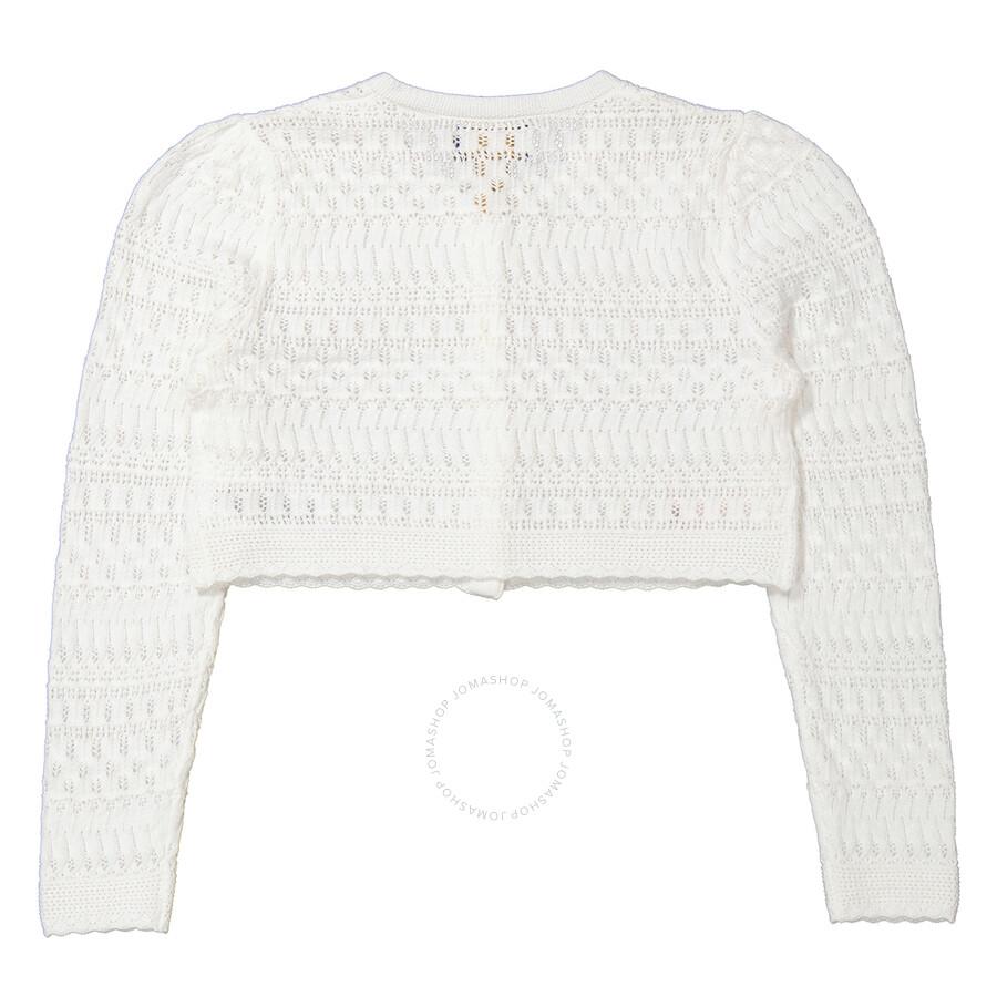 Ralph Lauren Girls White Cropped Knitted Cardigan
