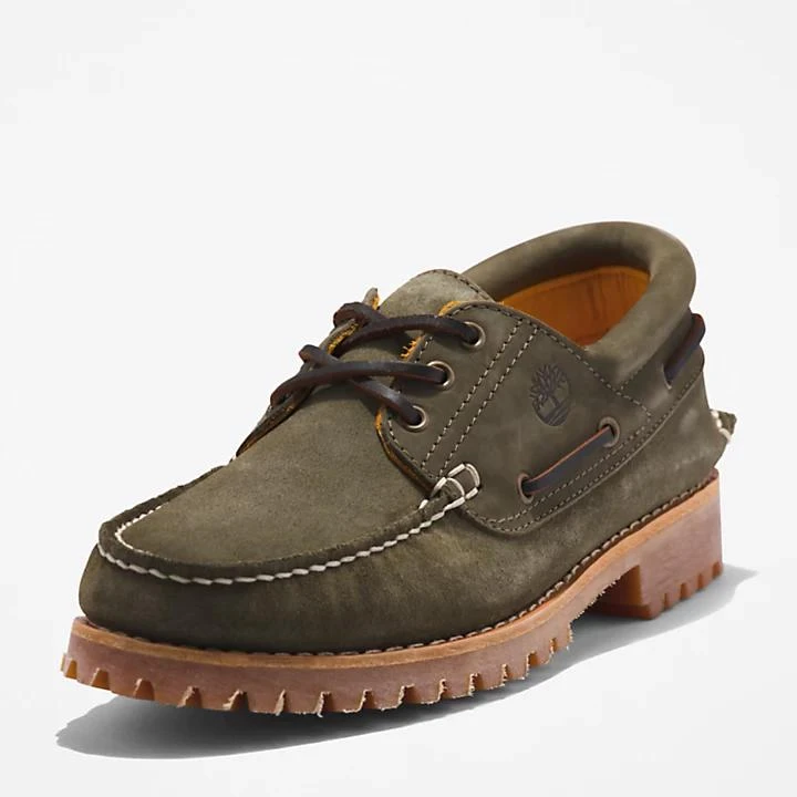 Timberland Timberland® 3-Eye Lug Handsewn Boat Shoe for Men in Dark Green 8
