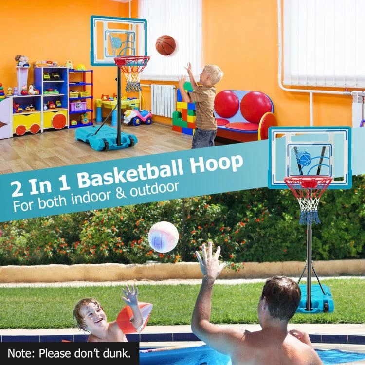 Hivvago 3.8-4.4 Feet Height Adjustable Pool Basketball Hoop for Kids Teens and Adults-Blue 3