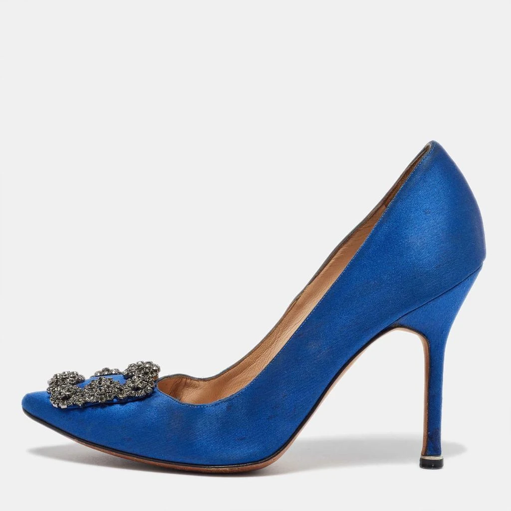 Manolo Blahnik Manolo Blahnik Blue Satin Hangisi Pumps Size 36.5 