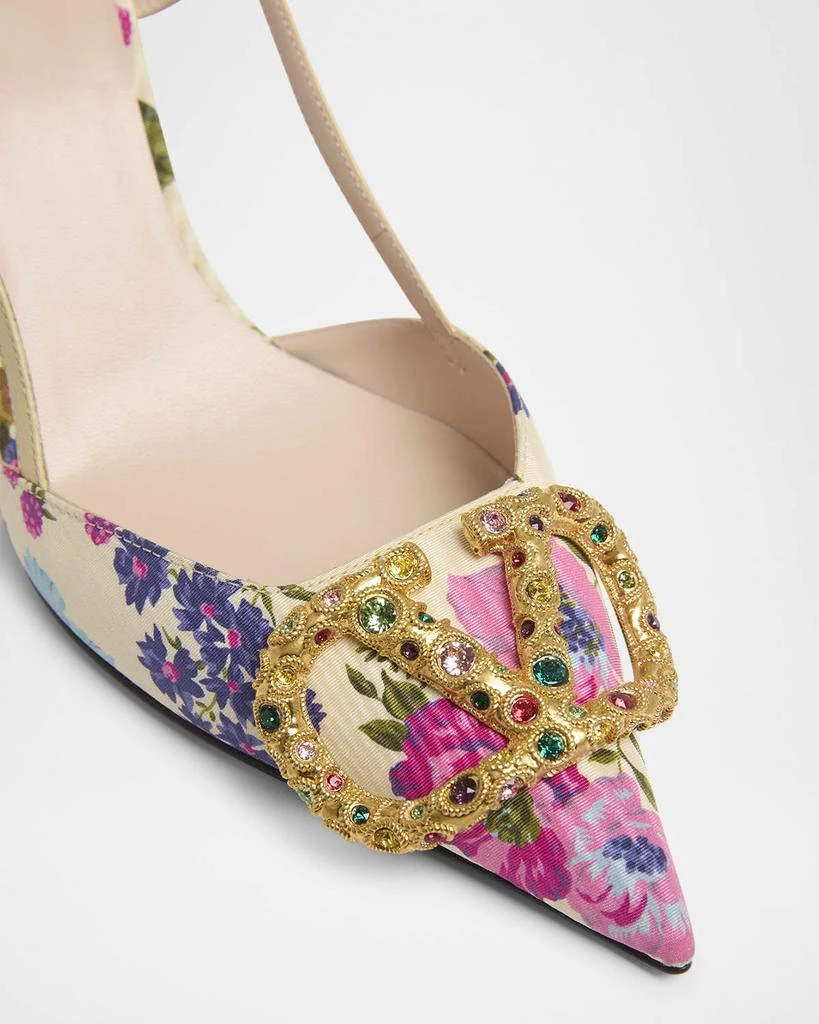 Valentino VLOGO Pointed Floral Satin Pumps 5