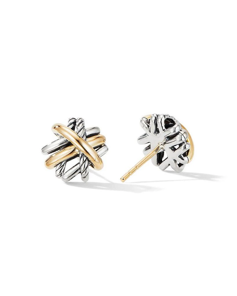 David Yurman Crossover Stud Earrings in Sterling Silver with 18K Yellow Gold, 11mm 5