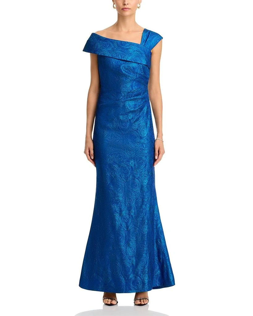Teri Jon Metallic Jacquard Stretch Gown 7