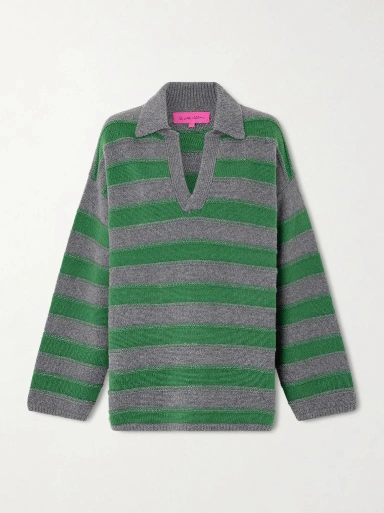 The Elder Statesman Dume Striped Cashmere Polo Sweater